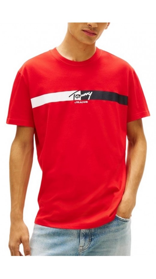 TOMMY JEANS REG SIGNATURE STRIPE T-SHIRT ΜΠΛΟΥΖΑ ΑΝΔΡΙΚΗ RED