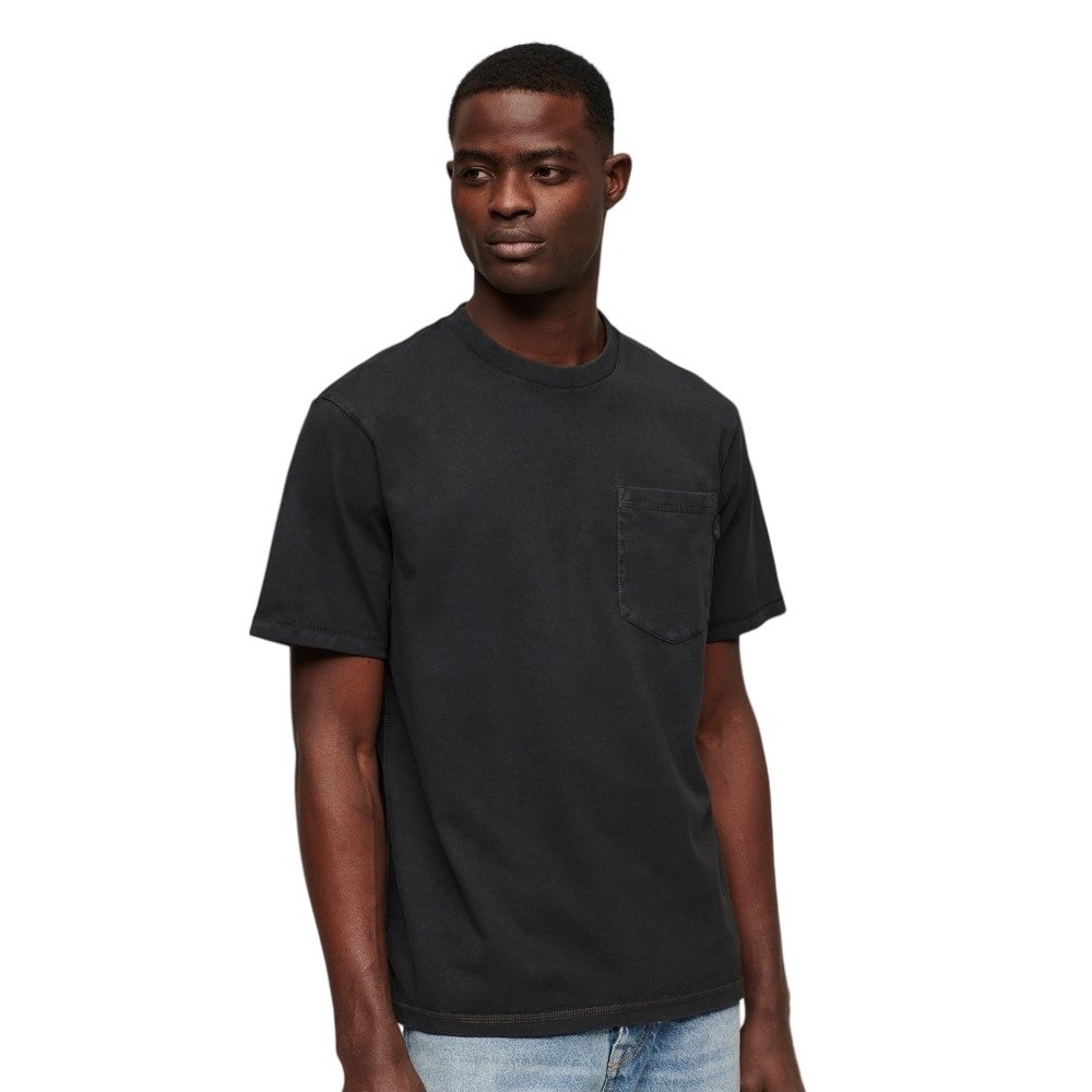 SUPERDRY CONTRAST STITCH POCKET T-SHIRT ΜΠΛΟΥΖΑ ΑΝΔΡΙΚΗ WASHED BLACK