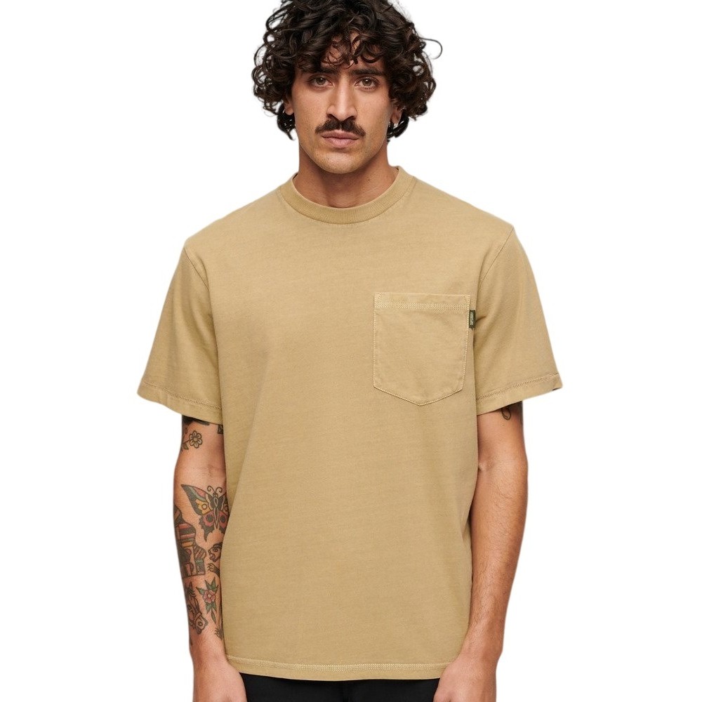 SUPERDRY CONTRAST STITCH POCKET T-SHIRT ΜΠΛΟΥΖΑ ΑΝΔΡΙΚΗ CAPPUCCINO