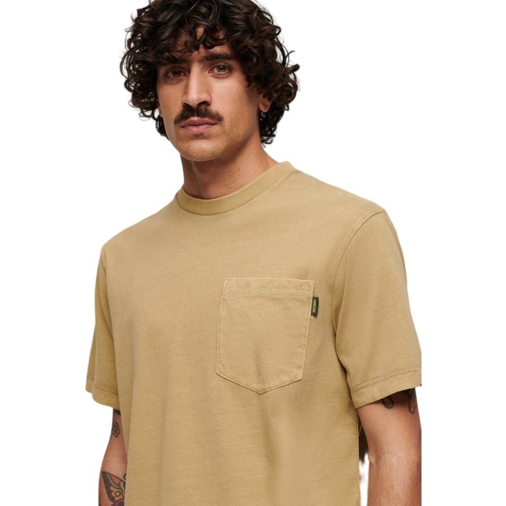 SUPERDRY CONTRAST STITCH POCKET T-SHIRT ΜΠΛΟΥΖΑ ΑΝΔΡΙΚΗ CAPPUCCINO