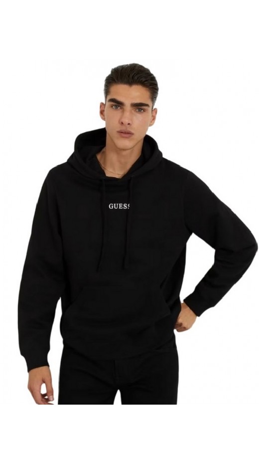 GUESS ROY GUESS HOODIE ΜΠΛΟΥΖΑ ΦΟΥΤΕΡ ΑΝΔΡΙΚΗ BLACK