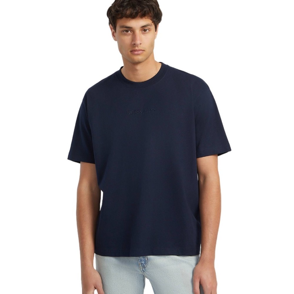 GUESS JEANS CN OS LOGO EMB TEE T-SHIRT ΜΠΛΟΥΖΑ ΑΝΔΡΙΚΗ DARK NAVY