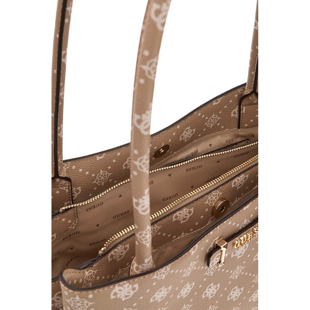 GUESS CARRIE LOGO GRLFRND CARRYALL ΤΣΑΝΤΑ ΓΥΝΑΙΚΕΙΑ BEIGE