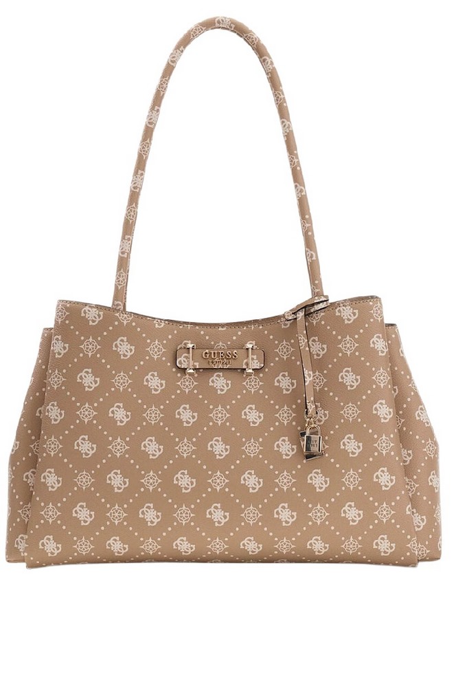 GUESS CARRIE LOGO GRLFRND CARRYALL ΤΣΑΝΤΑ ΓΥΝΑΙΚΕΙΑ BEIGE