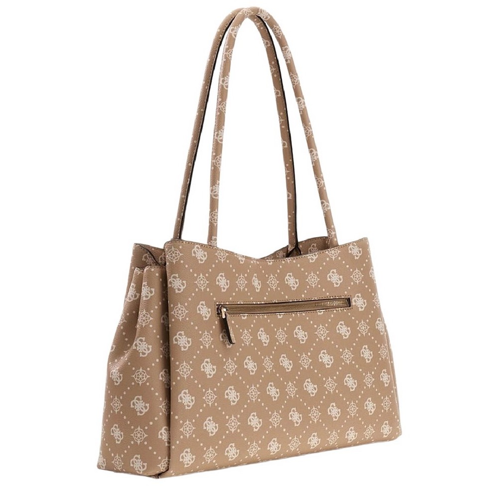 GUESS CARRIE LOGO GRLFRND CARRYALL ΤΣΑΝΤΑ ΓΥΝΑΙΚΕΙΑ BEIGE