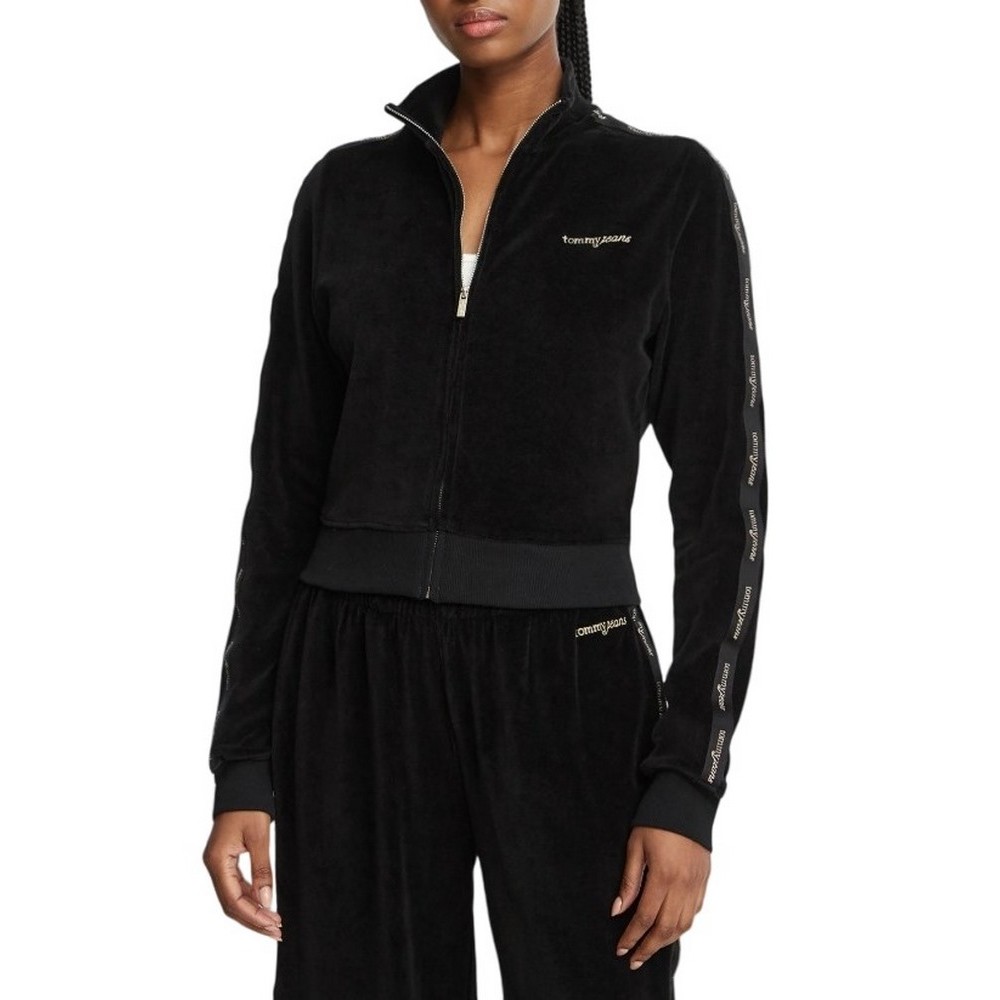 TOMMY JEANS TAPE VELOUR JACKET ΖΑΚΕΤΑ ΦΟΥΤΕΡ ΓΥΝΑΙΚΕΙΑ BLACK