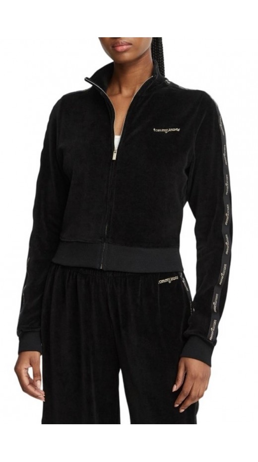TOMMY JEANS TAPE VELOUR JACKET ΖΑΚΕΤΑ ΦΟΥΤΕΡ ΓΥΝΑΙΚΕΙΑ BLACK