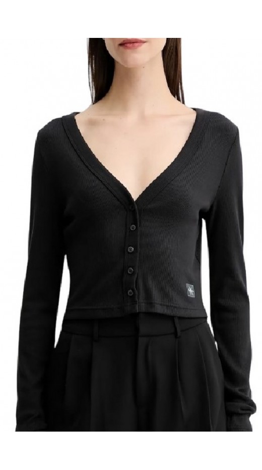CAKVIN KLEIN JEANS LS WVN LBL 2X2 CTT ΜΠΛΟΥΖΑ ΓΥΝΑΙΚΕΙΑ BLACK