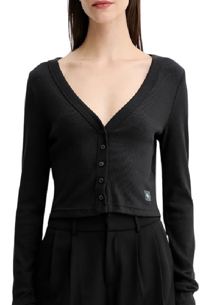 CAKVIN KLEIN JEANS LS WVN LBL 2X2 CTT ΜΠΛΟΥΖΑ ΓΥΝΑΙΚΕΙΑ BLACK