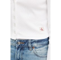 CAKVIN KLEIN JEANS LS WVN LBL 2X2 CTT ΜΠΛΟΥΖΑ ΓΥΝΑΙΚΕΙΑ WHITE