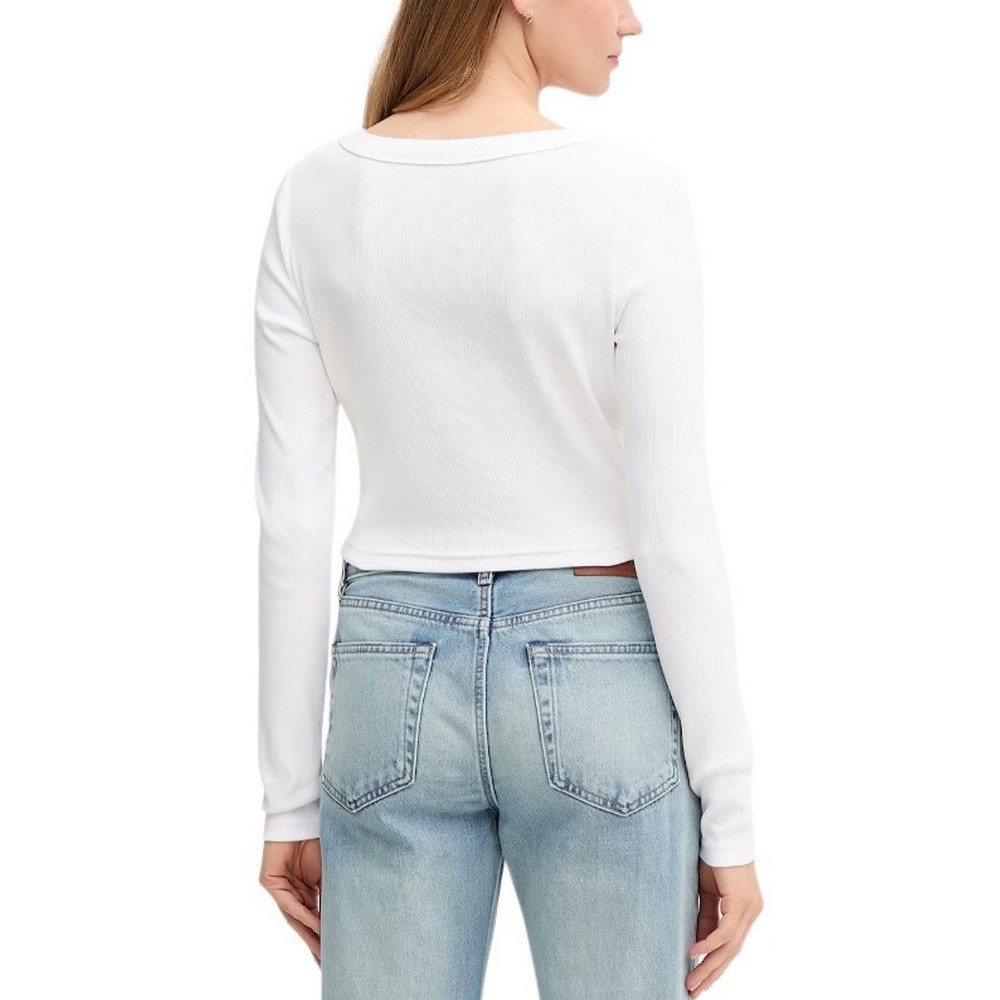 CAKVIN KLEIN JEANS LS WVN LBL 2X2 CTT ΜΠΛΟΥΖΑ ΓΥΝΑΙΚΕΙΑ WHITE