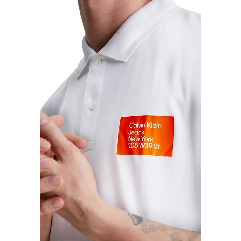 CALVIN KLEIN JEANS COLORED ADDRESS BOX POLO ΜΠΛΟΥΖΑ ΑΝΔΡΙΚΗ WHITE