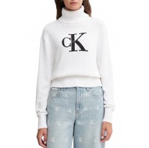 CALVIN KLEIN JEANS CHENILLE MONOLOGO SWEATER ΜΠΛΟΥΖΑ ΠΛΕΚΤΗ ΓΥΝΑΙΚΕΙΑ WHITE