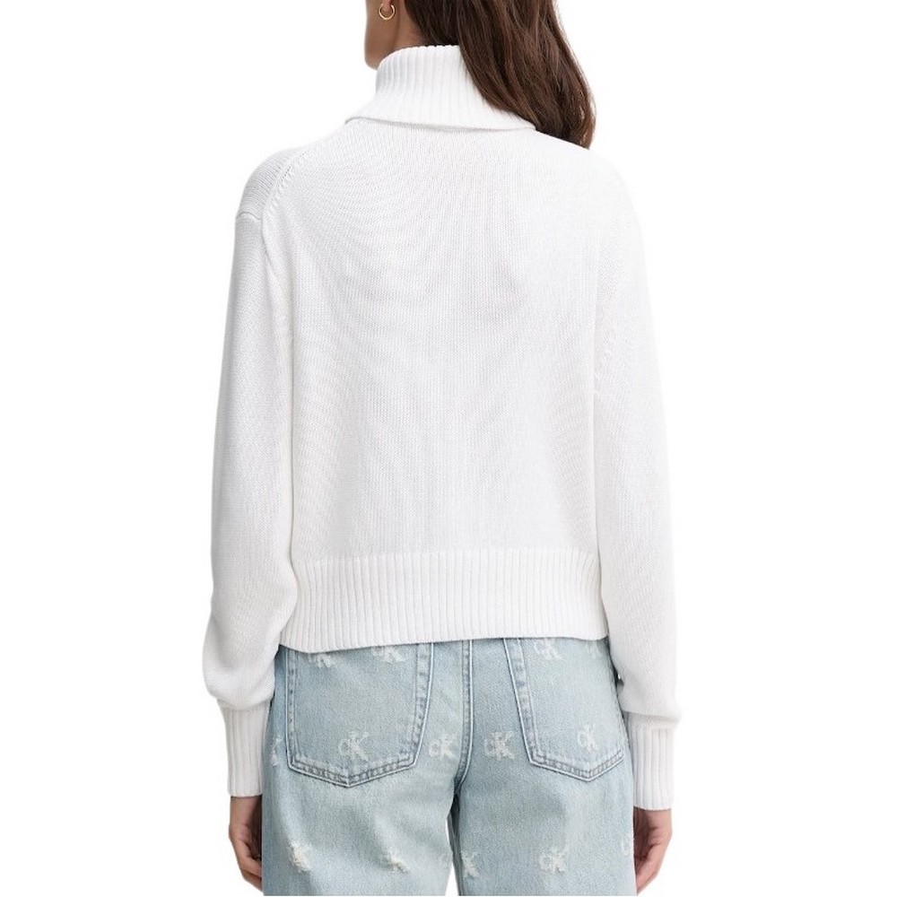 CALVIN KLEIN JEANS CHENILLE MONOLOGO SWEATER ΜΠΛΟΥΖΑ ΠΛΕΚΤΗ ΓΥΝΑΙΚΕΙΑ WHITE