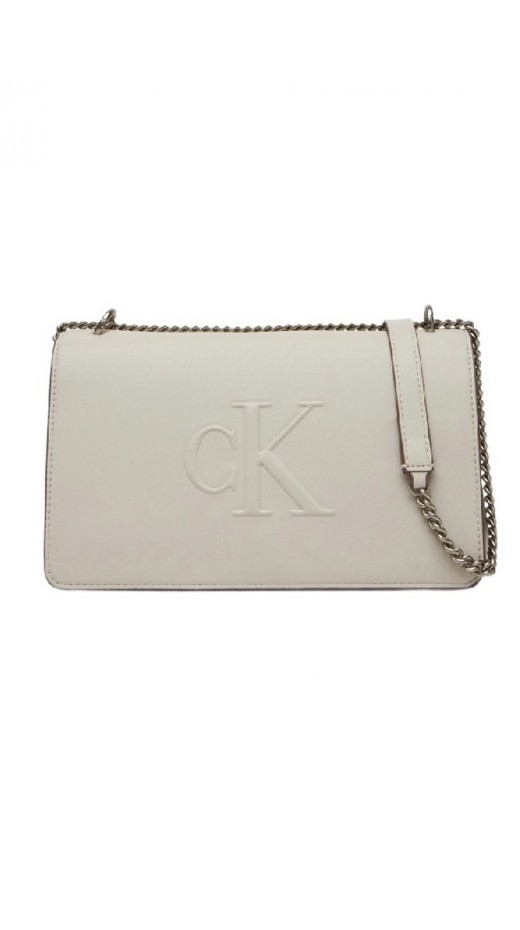CALVIN KLEIN JEANS SCULPTED EW FLAP25 SHOULDER BAG ΤΣΑΝΤΑ ΓΥΝΑΙΚΕΙΑ OFF WHITE