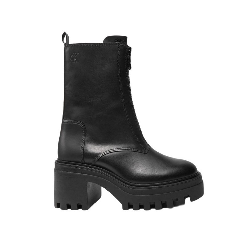 CALVIN KLEIN CHUNKY HEELED ZIP BOOT LTH ΠΑΠΟΥΤΣΙ ΓΥΝΑΙΚΕΙΟ BLACK