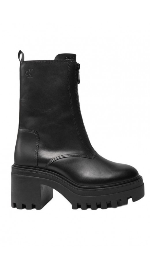 CALVIN KLEIN CHUNKY HEELED ZIP BOOT LTH ΠΑΠΟΥΤΣΙ ΓΥΝΑΙΚΕΙΟ BLACK