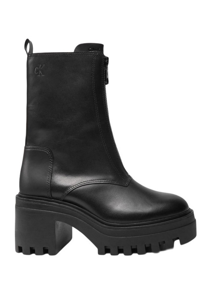 CALVIN KLEIN CHUNKY HEELED ZIP BOOT LTH ΠΑΠΟΥΤΣΙ ΓΥΝΑΙΚΕΙΟ BLACK