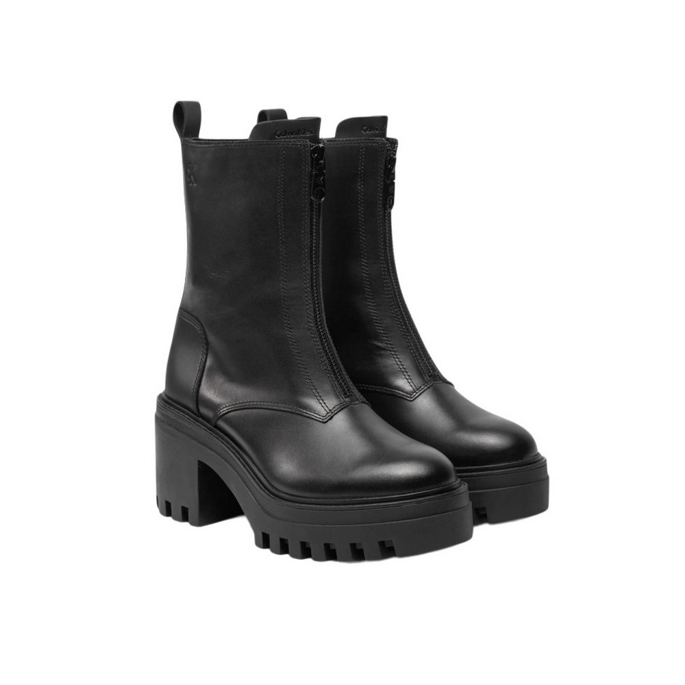 CALVIN KLEIN CHUNKY HEELED ZIP BOOT LTH ΠΑΠΟΥΤΣΙ ΓΥΝΑΙΚΕΙΟ BLACK