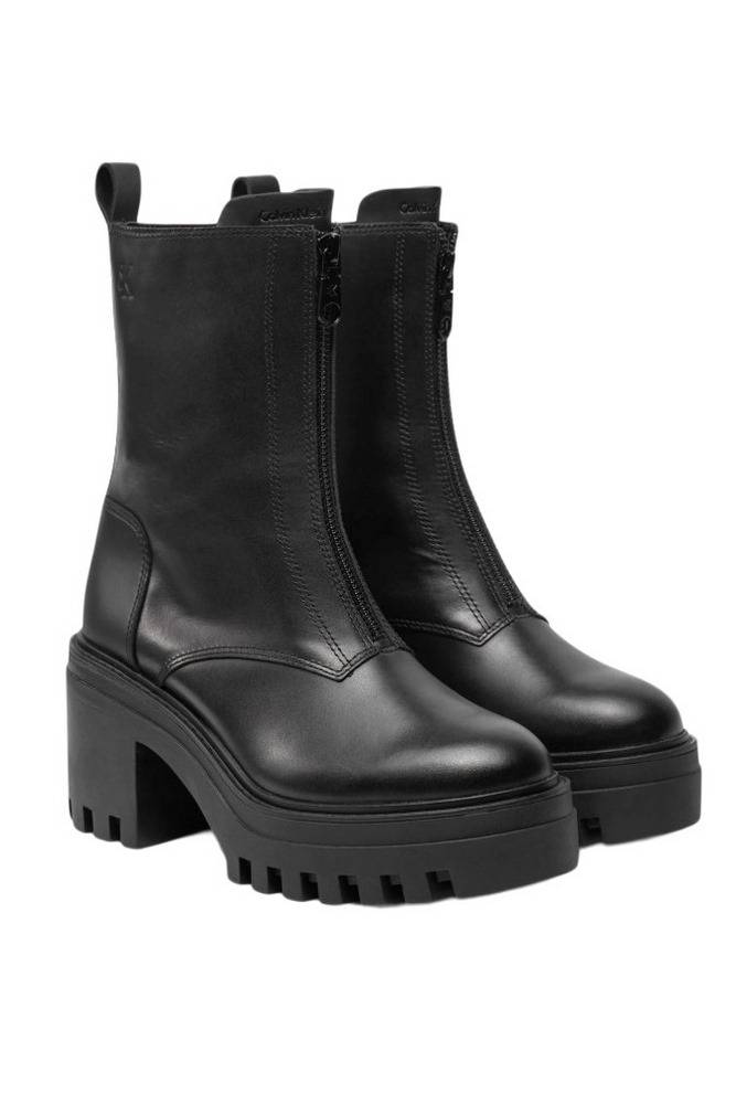 CALVIN KLEIN CHUNKY HEELED ZIP BOOT LTH ΠΑΠΟΥΤΣΙ ΓΥΝΑΙΚΕΙΟ BLACK