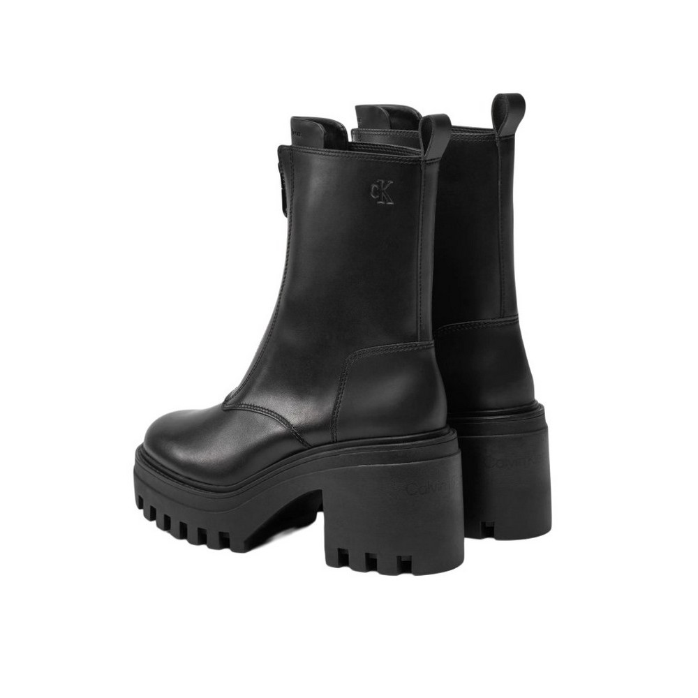 CALVIN KLEIN CHUNKY HEELED ZIP BOOT LTH ΠΑΠΟΥΤΣΙ ΓΥΝΑΙΚΕΙΟ BLACK