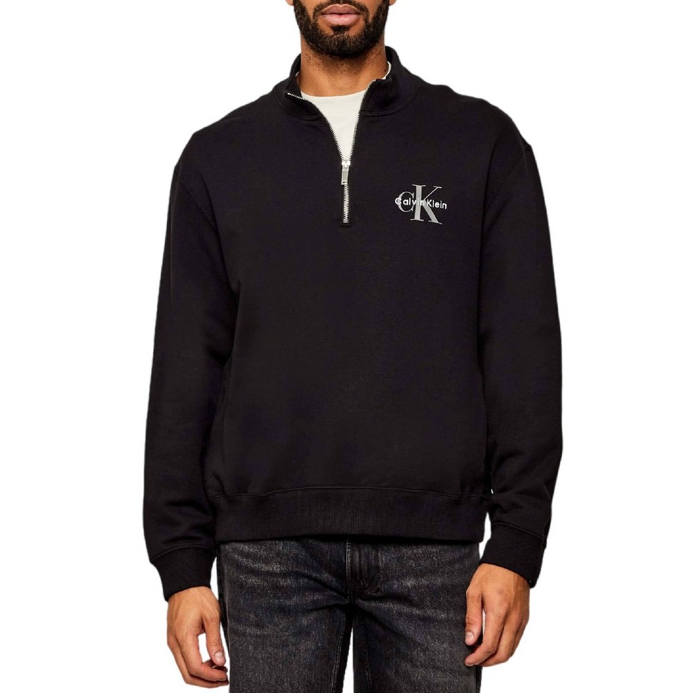 CALVIN KLEIN JEANS LS EU 350TERRY MICRO MONOLOGO QT ΜΠΛΟΥΖΑ ΦΟΥΤΕΡ ΑΝΔΡΙΚΗ BLACK