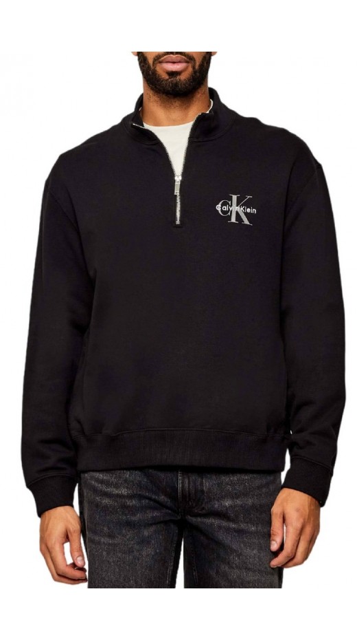 CALVIN KLEIN JEANS LS EU 350TERRY MICRO MONOLOGO QT ΜΠΛΟΥΖΑ ΦΟΥΤΕΡ ΑΝΔΡΙΚΗ BLACK