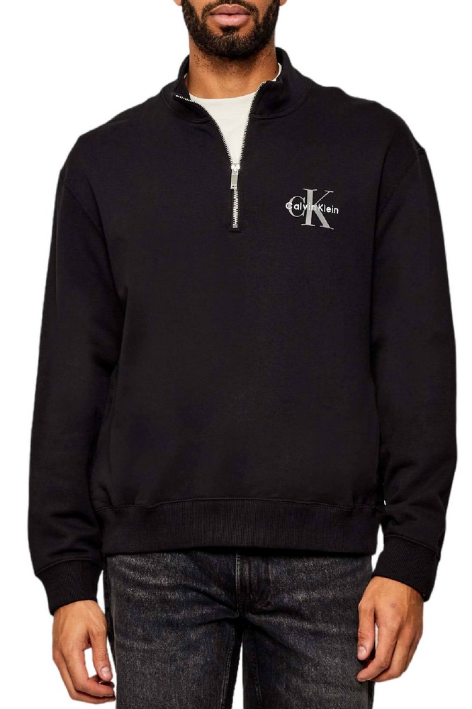 CALVIN KLEIN JEANS LS EU 350TERRY MICRO MONOLOGO QT ΜΠΛΟΥΖΑ ΦΟΥΤΕΡ ΑΝΔΡΙΚΗ BLACK