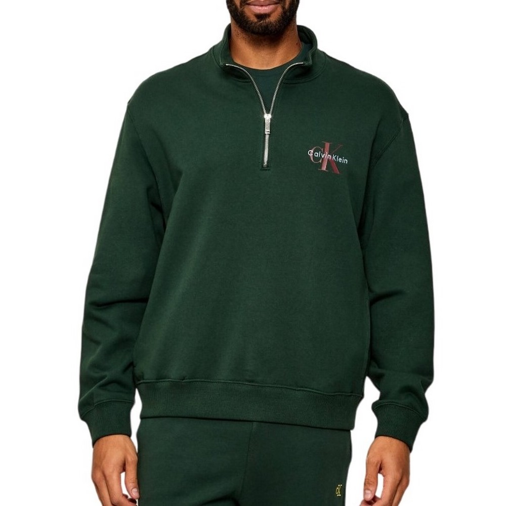 CALVIN KLEIN JEANS LS EU 350TERRY MICRO MONOLOGO QT ΜΠΛΟΥΖΑ ΦΟΥΤΕΡ ΑΝΔΡΙΚΗ GREEN
