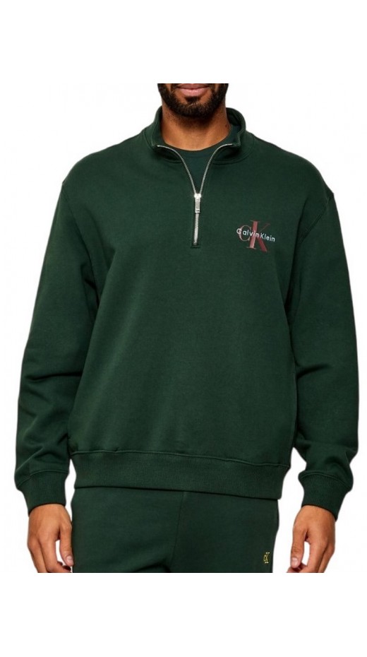 CALVIN KLEIN JEANS LS EU 350TERRY MICRO MONOLOGO QT ΜΠΛΟΥΖΑ ΦΟΥΤΕΡ ΑΝΔΡΙΚΗ GREEN