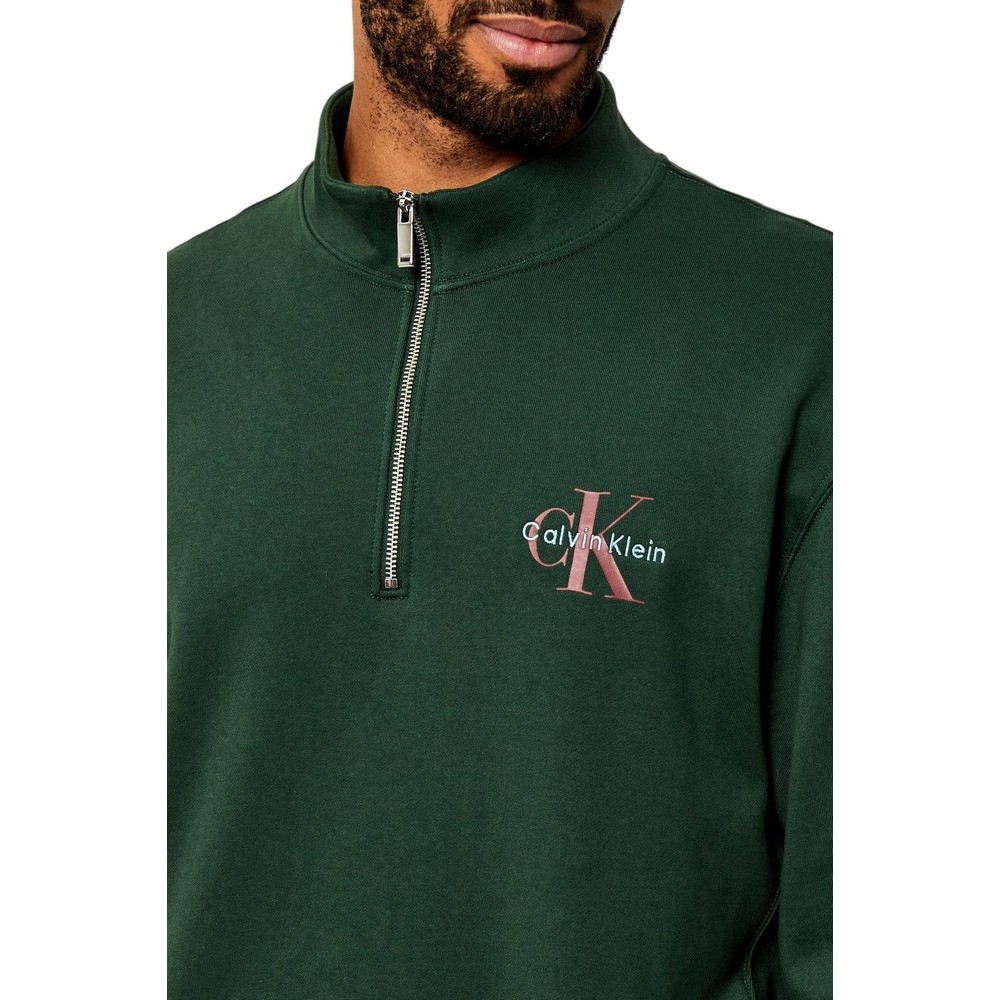 CALVIN KLEIN JEANS LS EU 350TERRY MICRO MONOLOGO QT ΜΠΛΟΥΖΑ ΦΟΥΤΕΡ ΑΝΔΡΙΚΗ GREEN