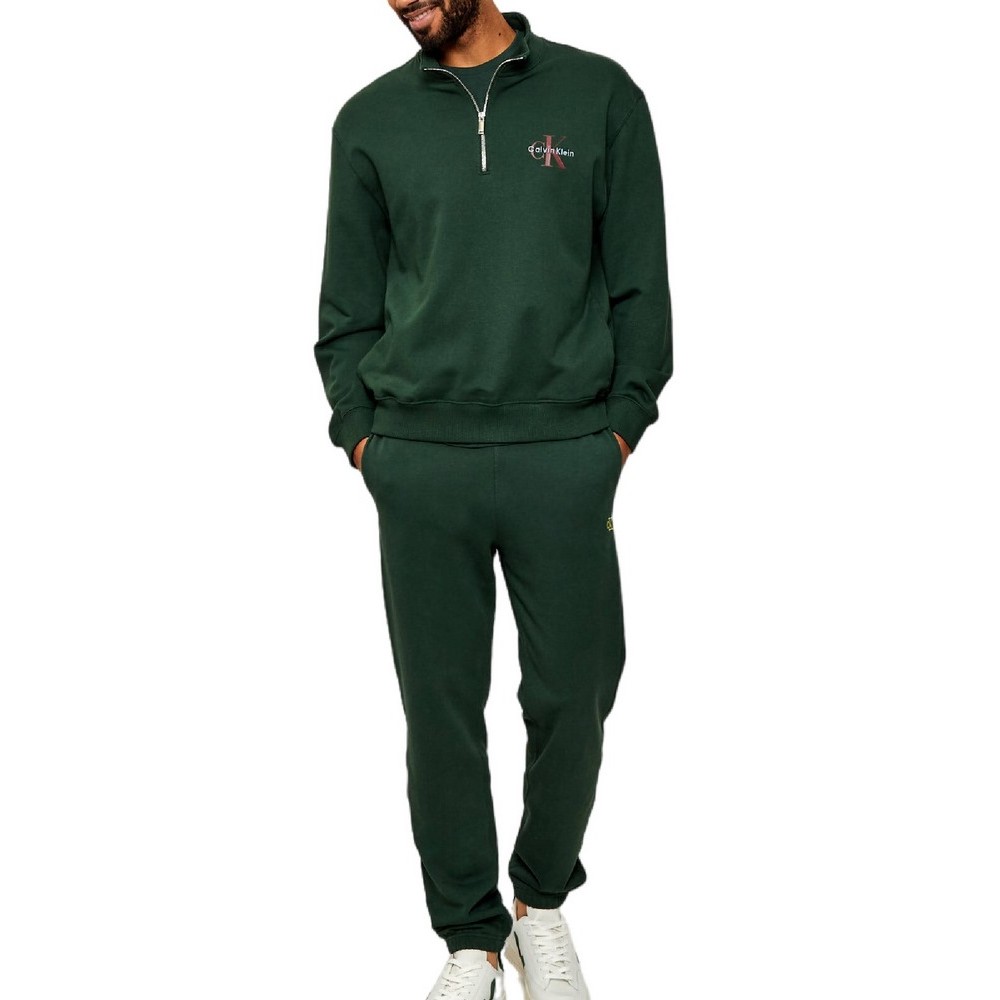 CALVIN KLEIN JEANS LS EU 350TERRY MICRO MONOLOGO QT ΜΠΛΟΥΖΑ ΦΟΥΤΕΡ ΑΝΔΡΙΚΗ GREEN