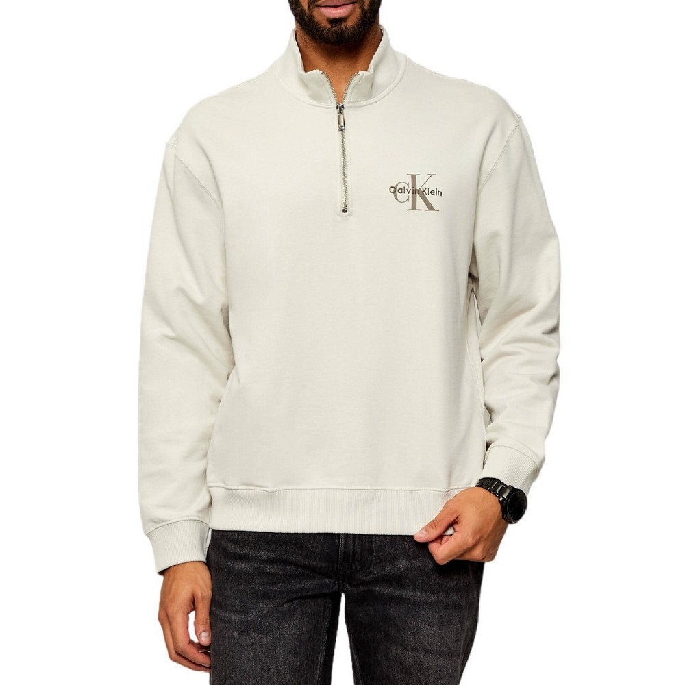 CALVIN KLEIN JEANS LS EU 350TERRY MICRO MONOLOGO QT ΜΠΛΟΥΖΑ ΦΟΥΤΕΡ ΑΝΔΡΙΚΗ BEIGE