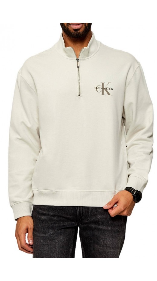 CALVIN KLEIN JEANS LS EU 350TERRY MICRO MONOLOGO QT ΜΠΛΟΥΖΑ ΦΟΥΤΕΡ ΑΝΔΡΙΚΗ BEIGE