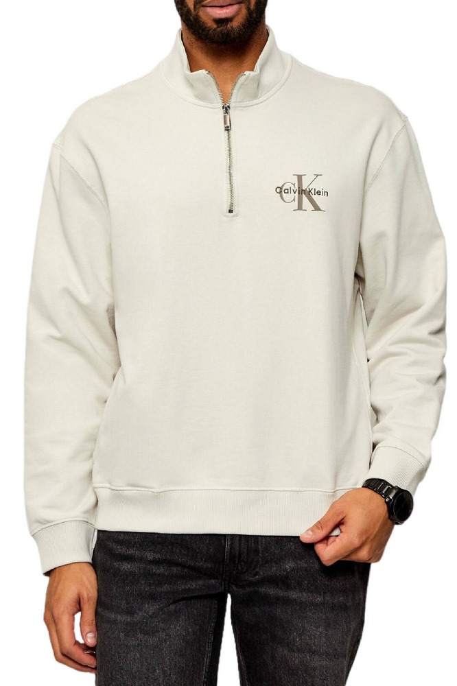 CALVIN KLEIN JEANS LS EU 350TERRY MICRO MONOLOGO QT ΜΠΛΟΥΖΑ ΦΟΥΤΕΡ ΑΝΔΡΙΚΗ BEIGE