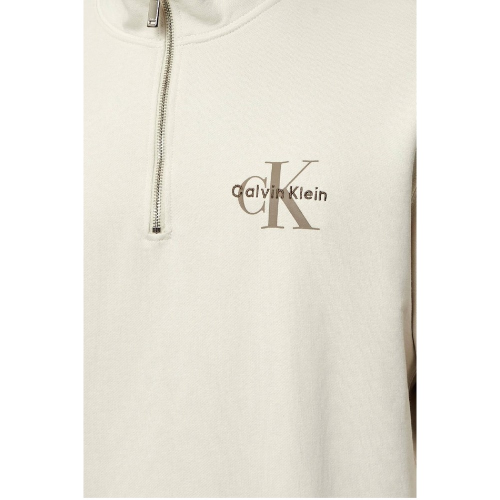 CALVIN KLEIN JEANS LS EU 350TERRY MICRO MONOLOGO QT ΜΠΛΟΥΖΑ ΦΟΥΤΕΡ ΑΝΔΡΙΚΗ BEIGE