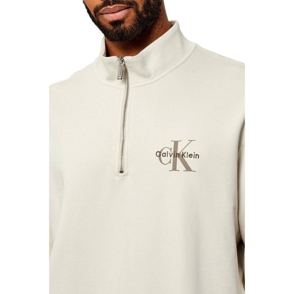 CALVIN KLEIN JEANS LS EU 350TERRY MICRO MONOLOGO QT ΜΠΛΟΥΖΑ ΦΟΥΤΕΡ ΑΝΔΡΙΚΗ BEIGE