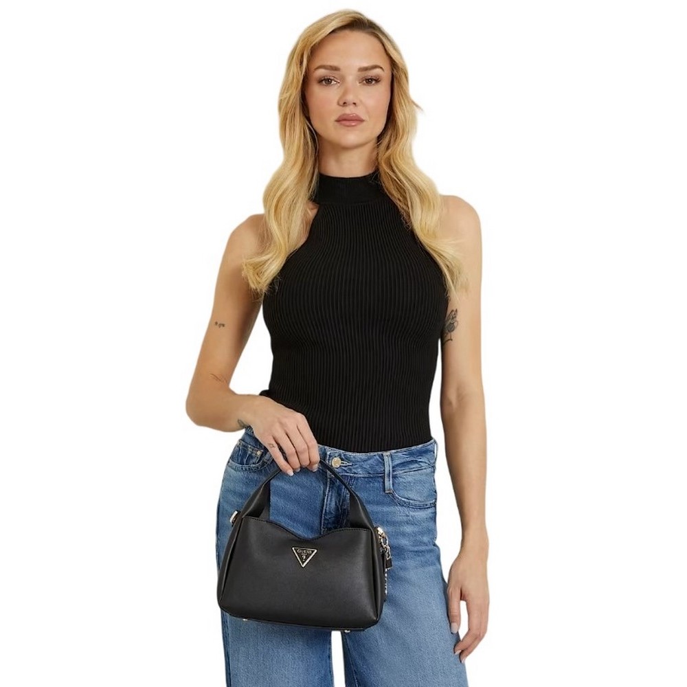 GUESS IWONA TOP ZIP CROSSBODY ΤΣΑΝΤΑ ΓΥΝΑΙΚΕΙΑ BLACK