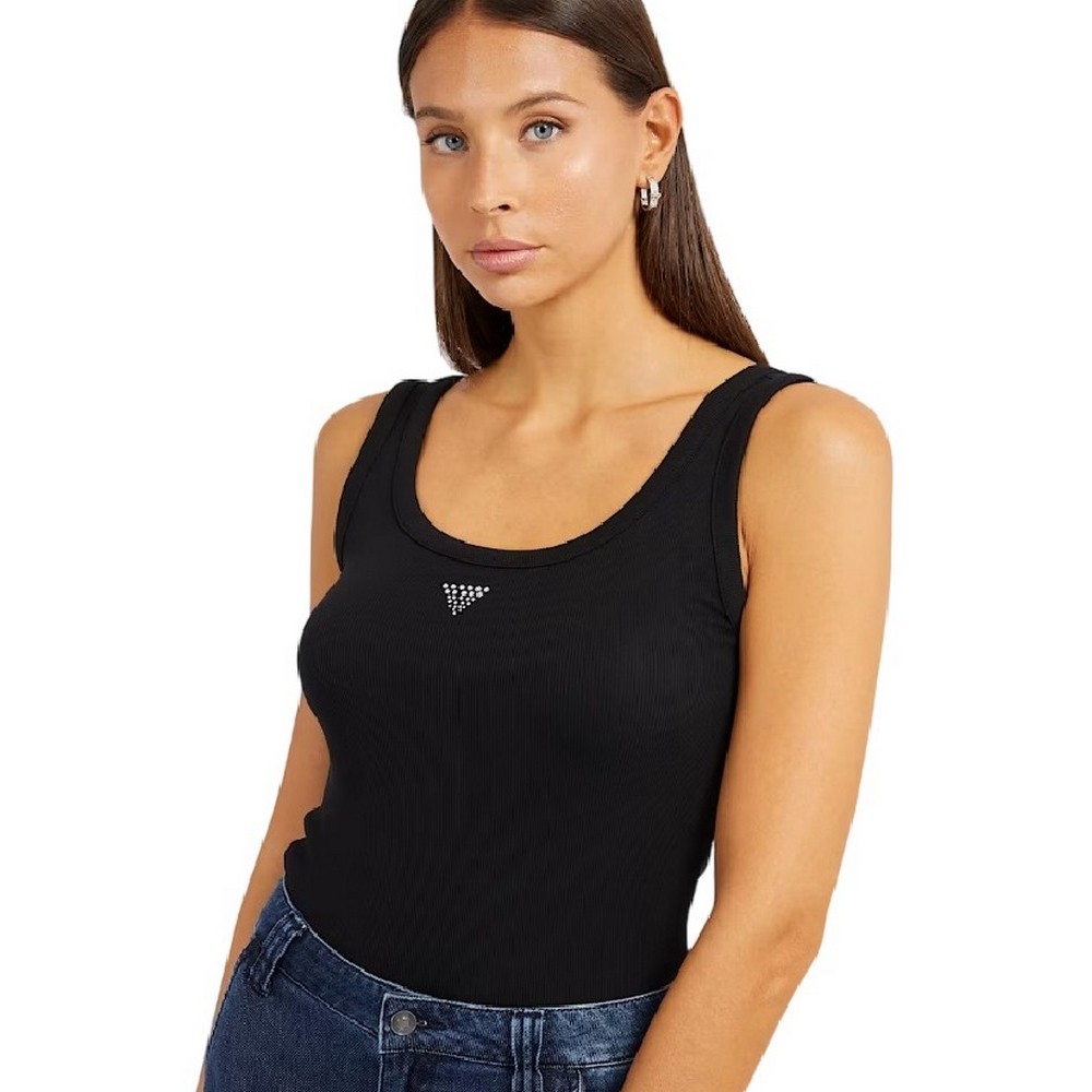 GUESS TRIANGLE BLING RIB TANK ΤΟΠ ΓΥΝΑΙΚΕΙΟ BLACK