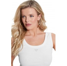GUESS TRIANGLE BLING RIB TANK ΤΟΠ ΓΥΝΑΙΚΕΙΟ WHITE