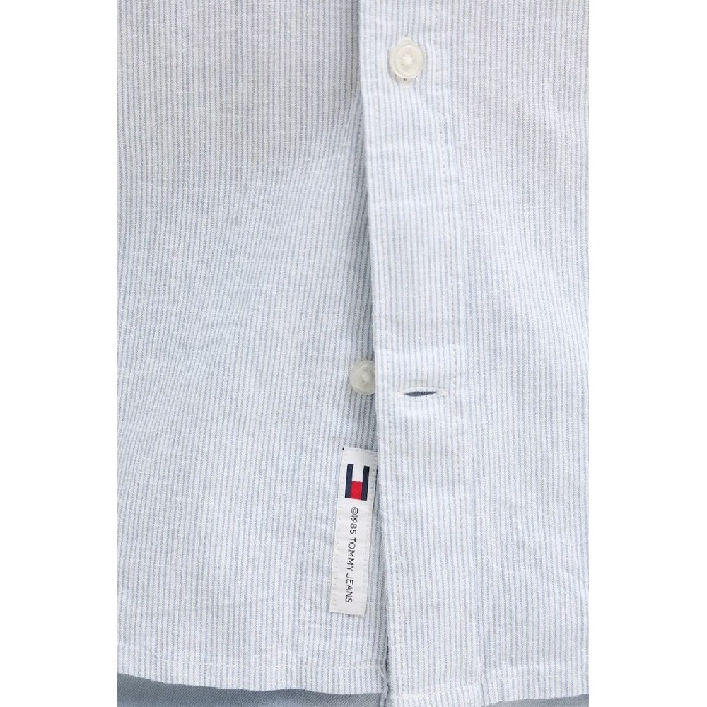 TOMMY JEANS  REG LINEN BLEND STP SS SHIRT ΠΟΥΚΑΜΙΣΟ ΑΝΔΡΙΚΟ BLUE