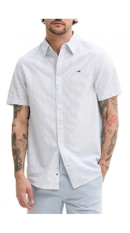TOMMY JEANS  REG LINEN BLEND STP SS SHIRT ΠΟΥΚΑΜΙΣΟ ΑΝΔΡΙΚΟ BLUE