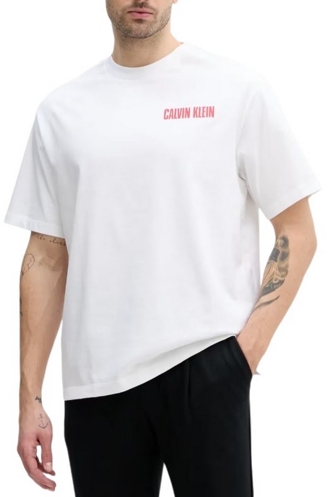 CALVIN KLEIN JEANS 16S RLX VERT LOGO CN TEE T-SHIRT ΜΠΛΟΥΖΑ ΑΝΔΡΙΚΗ WHITE