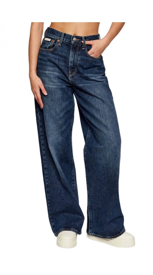 CALVIN KLEIN THE WIDE LEG TINTED HORSESHOE ΠΑΝΤΕΛΟΝΙ ΓΥΝΑΙΚΕΙΟ BLUΕ DENIM