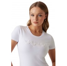 GUESS LOGO SEGQUINS TEE T-SHIRT ΜΠΛΟΥΖΑ ΓΥΝΑΙΚΕΙΑ WHITE