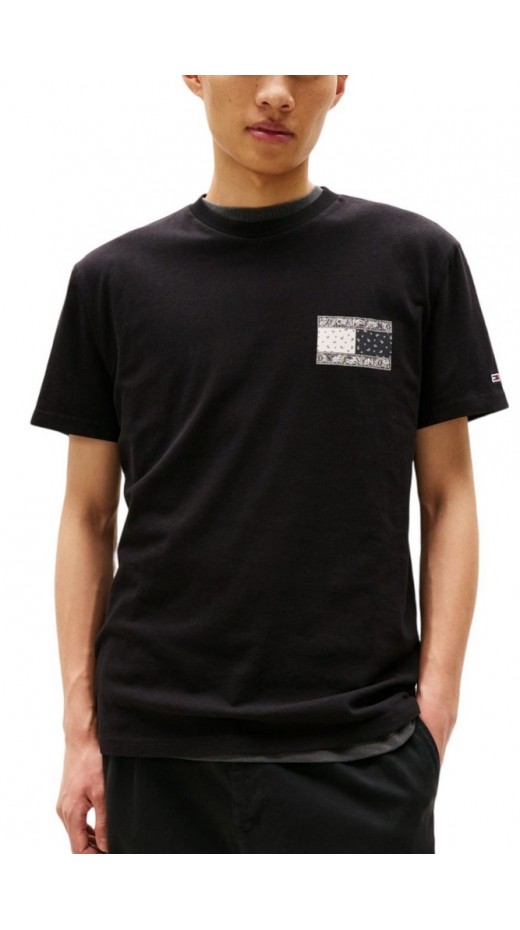 TOMMY JEANS REG PAISLEY FLAG TEE EXT ΜΠΛΟΥΖΑ ΑΝΔΡΙΚΗ BLACK