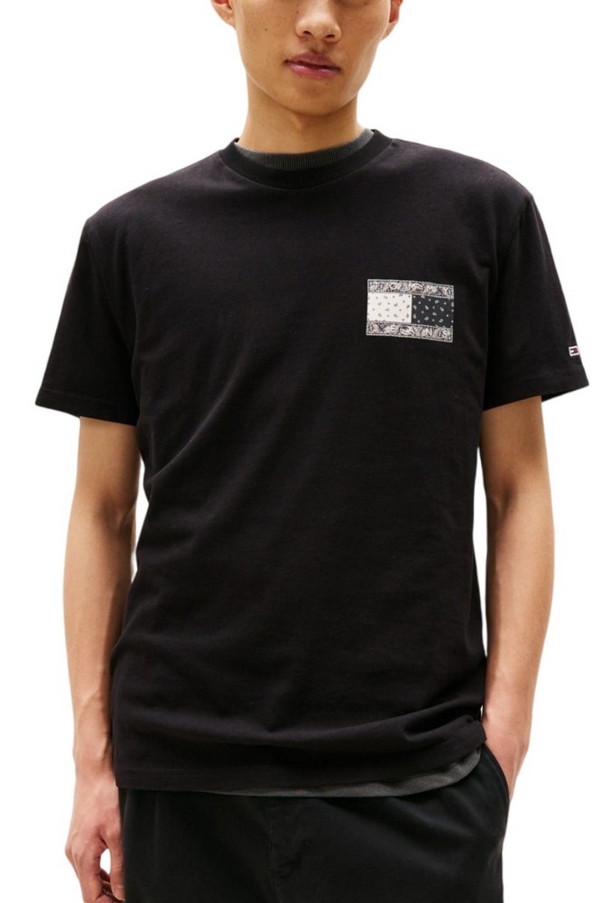 TOMMY JEANS REG PAISLEY FLAG TEE EXT ΜΠΛΟΥΖΑ ΑΝΔΡΙΚΗ BLACK