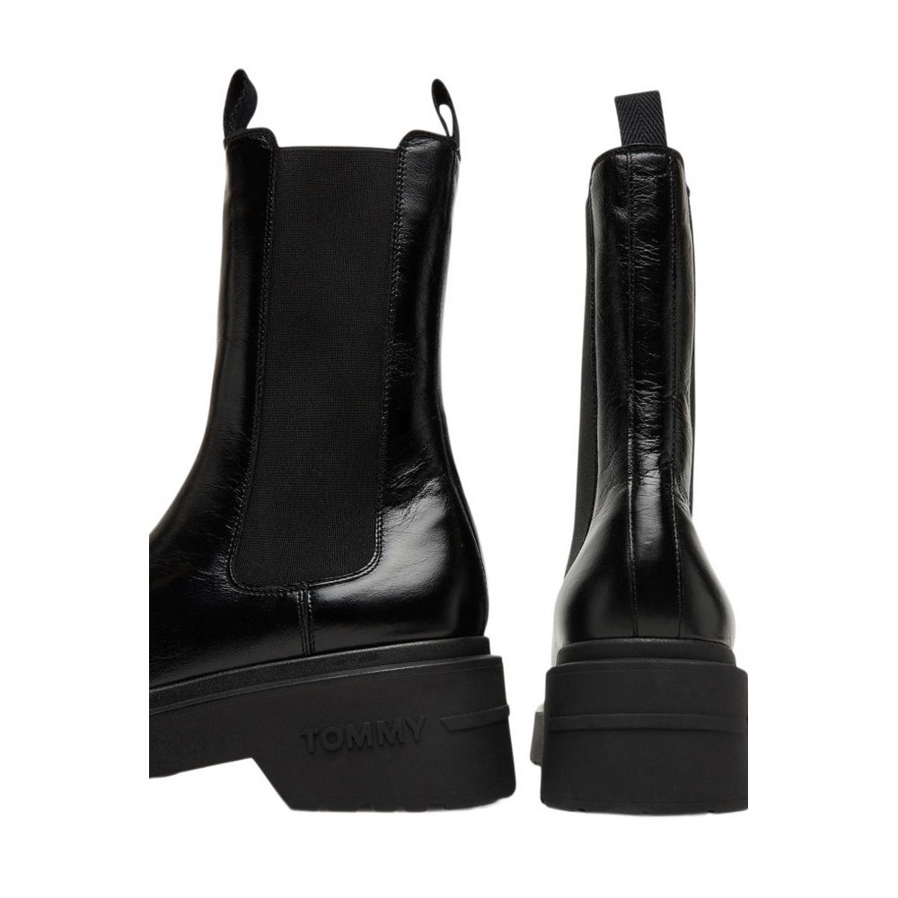 TOMMY JEANS CHUNKY SHINY LEATHER CHELSEA ΜΠΟΤΑ ΓΥΝΑΙΚΕΙΑ BLACK