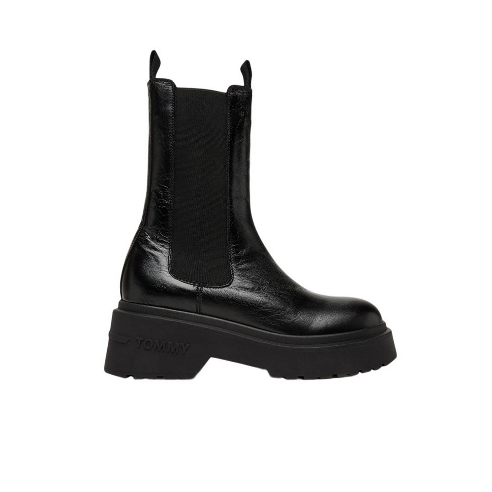TOMMY JEANS CHUNKY SHINY LEATHER CHELSEA ΜΠΟΤΑ ΓΥΝΑΙΚΕΙΑ BLACK