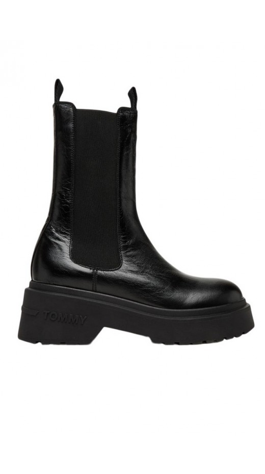 TOMMY JEANS CHUNKY SHINY LEATHER CHELSEA ΜΠΟΤΑ ΓΥΝΑΙΚΕΙΑ BLACK
